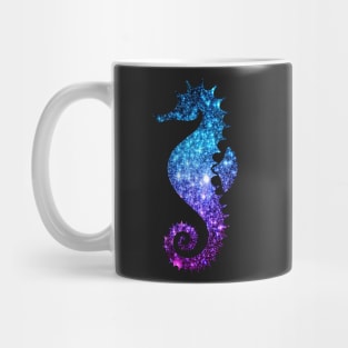 Teal and Purple Ombre Faux Glitter Seahorse Mug